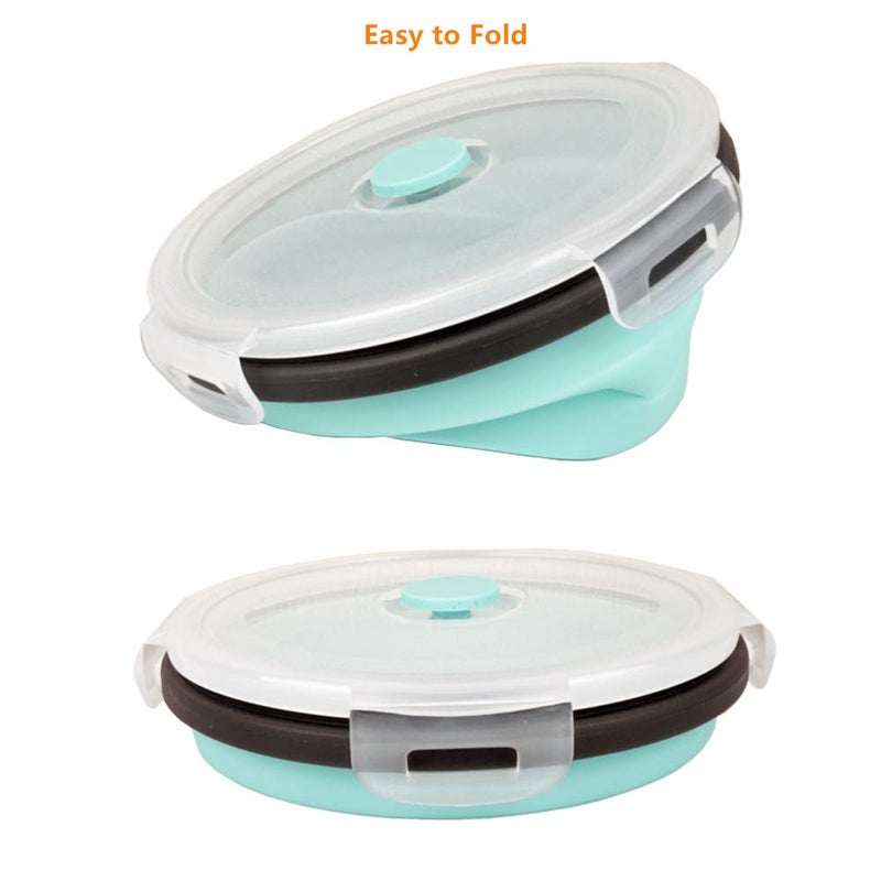 CARTINTS Blue Silicone Collapsible Food Storage Containers-Prep/Storage Bowls with Lids - Round Silicone Lunch Containers - Microwave and Freezer Safe Set of 3 - Image 5